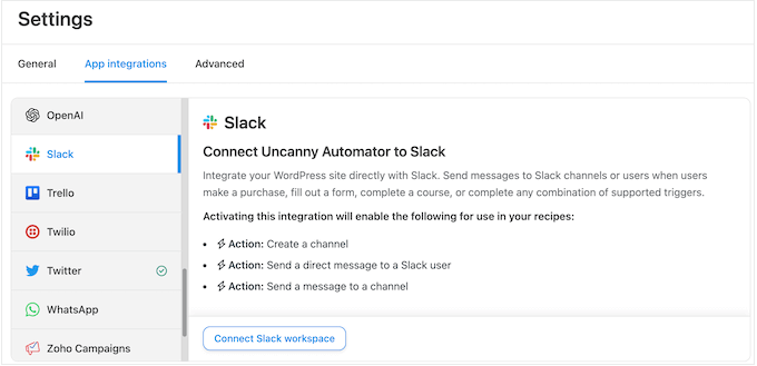 将Uncanny Automator连接到Slack 将Uncanny Automator连接到Slack