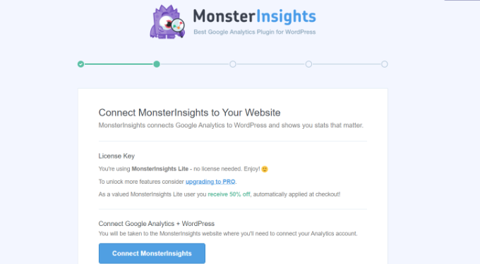 将MonsterInsights与您的网站连接