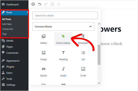 将Envira Block添加到WordPress帖子编辑器中 将Envira Block添加到WordPress帖子编辑器中