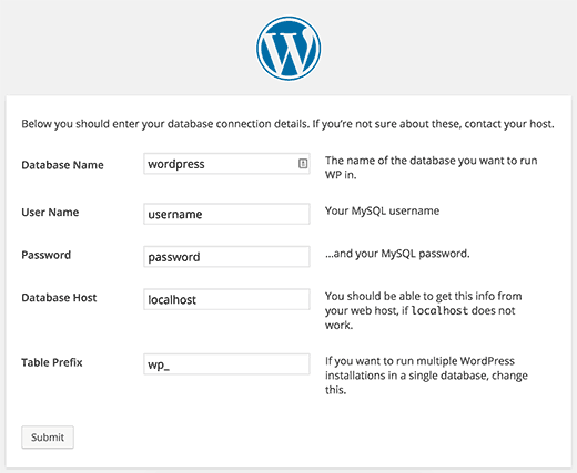 WordPress在安装期间创建wp-config.php文件