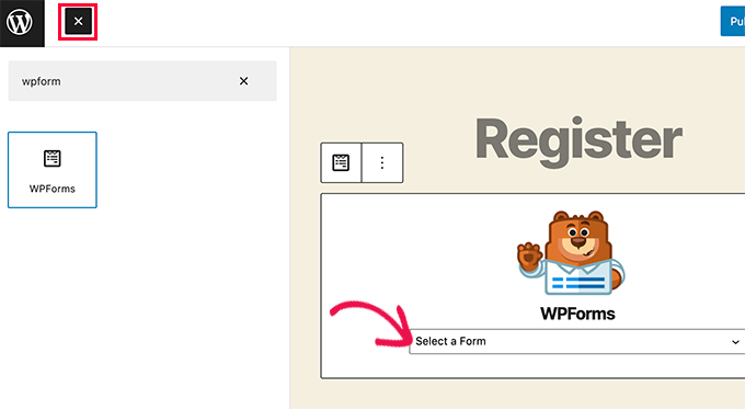 添加WPForms块