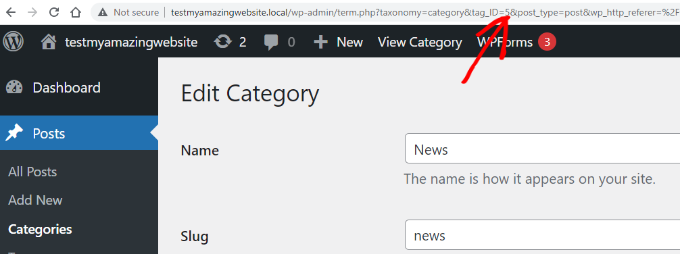 Web浏览器地址栏中的WordPress类别ID 在URL中查看类别ID