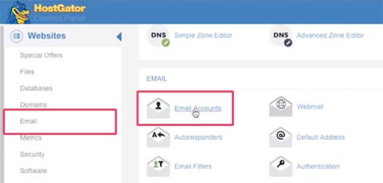 在HostGator中管理电子邮件帐户 在HostGator中管理电子邮件帐户