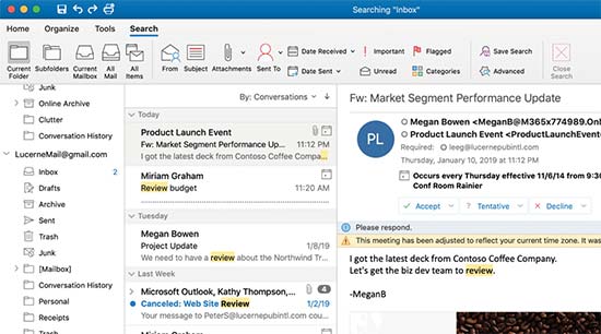 Mac上的Microsoft Outlook Mac上的Microsoft Outlook