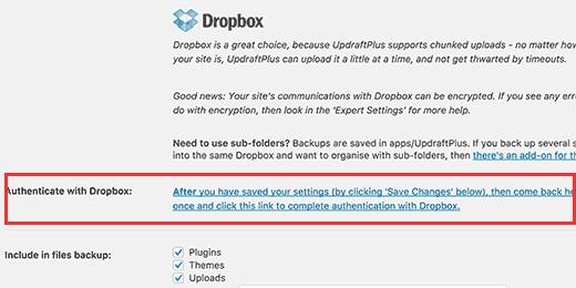 Setting up Dropbox as your remote storage service for backups
