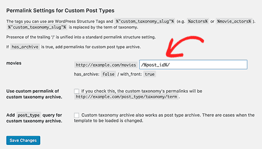Adding tags to customize custom post type permalinks