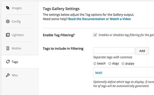 Enabling tag filtering for a gallery created with Envira Gallery Enabling tag filtering for a gallery created with Envira Gallery