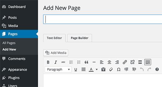 Add new page with page builder