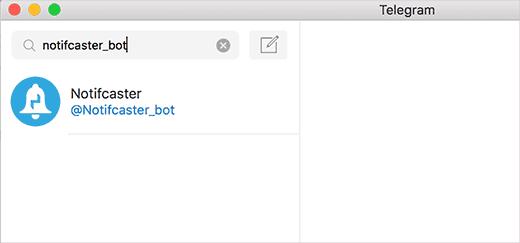 Starting a new secret chat in Telegram with notifcaster_bot