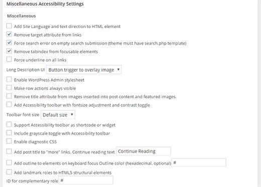 Miscellaneous Accessibility Settings