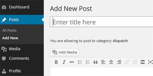 Author restricted to post into specific category only Author restricted to post into specific category only