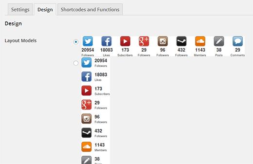 Choose a button design and style for your social media follower count buttons Choose a button design and style for your social media follower count buttons