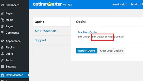 Edit output settings Edit output settings