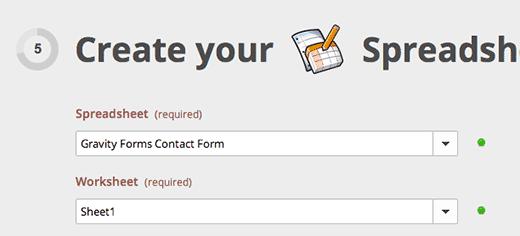 Select your Google Speadsheet and Worksheet Select your Google Speadsheet and Worksheet