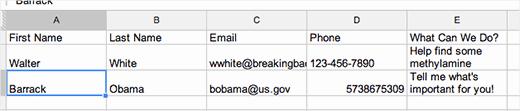 Test entry appearing in your Google Spreadsheet Test entry appearing in your Google Spreadsheet