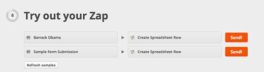 Sending a test entry to your Google Spreadsheet Sending a test entry to your Google Spreadsheet