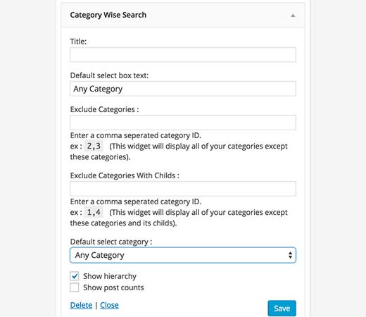 Search by Category Widget settings Search by Category Widget settings