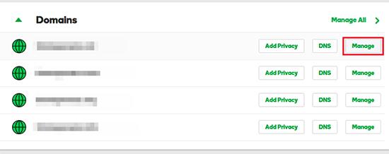 Manage domain Manage domain