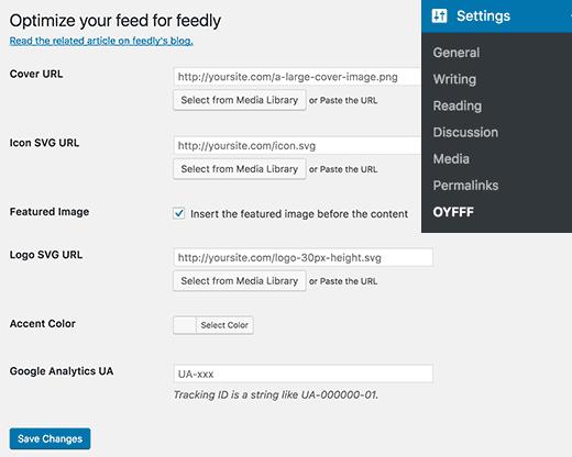 Optimize WordPress feed for Feedly settings Optimize WordPress feed for Feedly settings
