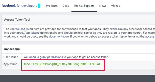 Access token for your app Access token for your app