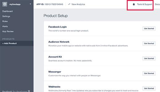 Click on tools and support link at the top of your app Click on tools and support link at the top of your app