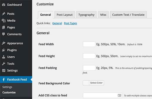 Customize appearance of Facebook feed Customize appearance of Facebook feed