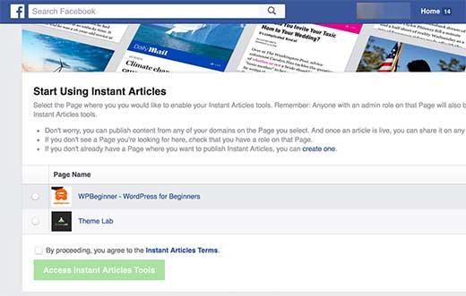Select your Facebook page Select your Facebook page