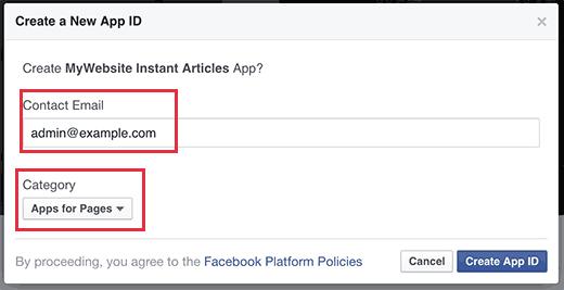 Enter a name for your FB app Enter a name for your FB app