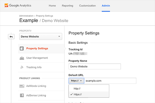 Changing default URL in Google Analytics Changing default URL in Google Analytics