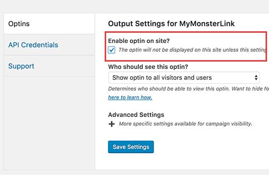 Enable optin on your website Enable optin on your website