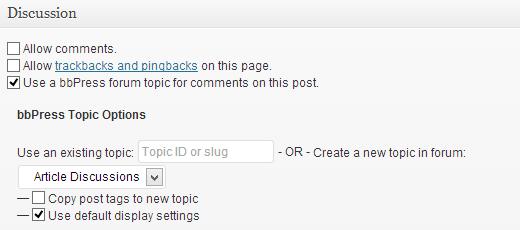 bbPress forum settings in discussion box on post edit screen bbPress forum settings in discussion box on post edit screen
