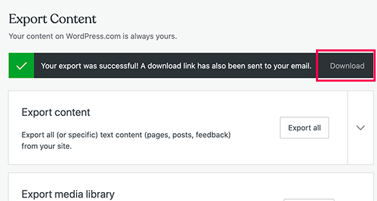 下载WordPress.com导出文件 下载WordPress.com导出文件