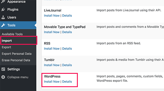 安装WordPress导入器 安装WordPress导入器