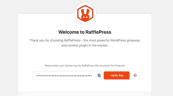 RafflePress欢迎屏幕