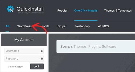 Launching WordPress installer in QuickInstall Launching WordPress installer in QuickInstall