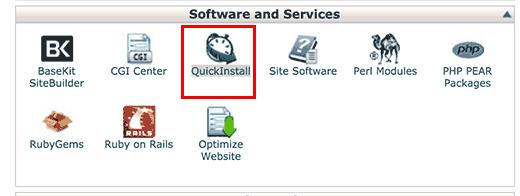 QuickInstall in cPanel dashboard QuickInstall in cPanel dashboard