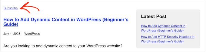 WordPress标签页面上的“订阅”链接示例 WordPress标签页面上的“订阅”链接示例