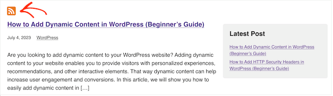 WordPress标签页面上的RSS图标示例 WordPress标签页面上的RSS图标示例