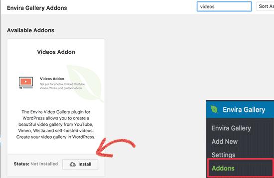 Install videos addon Install videos addon