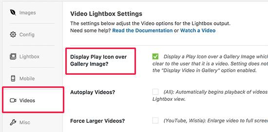 Show play button over videos Show play button over videos