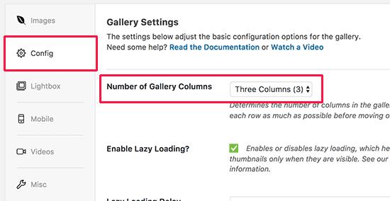 Select number of columns Select number of columns
