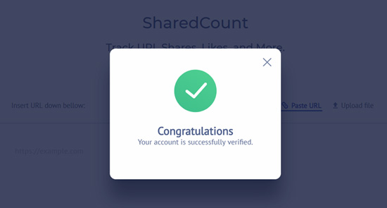 SharedCounts.com帐户已验证 SharedCounts.com帐户已验证