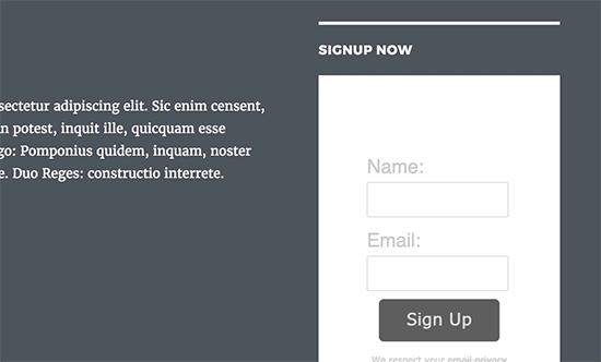 Basic AWeber email signup form in WordPress