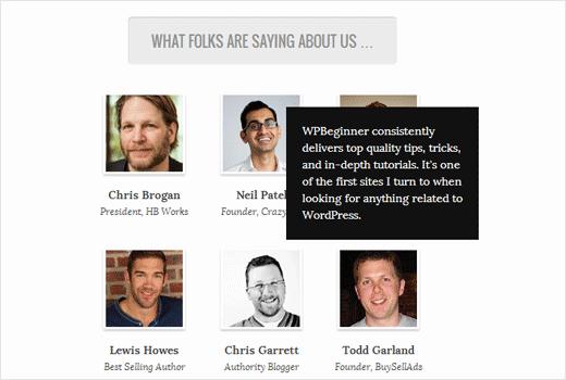 Testimonials in jQuery Tooltip Testimonials in jQuery Tooltip