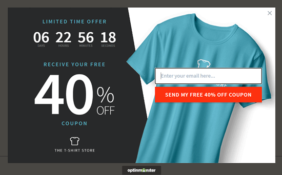 OptinMonster中的服装活动弹出窗口 OptinMonster中的服装活动弹出窗口