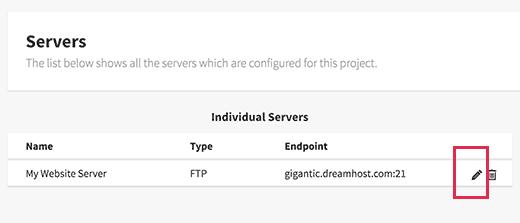 Project settings - Servers and groups Project settings - Servers and groups