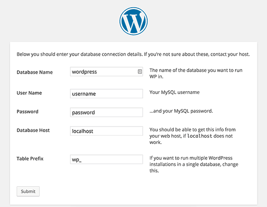 默认WordPress配置设置