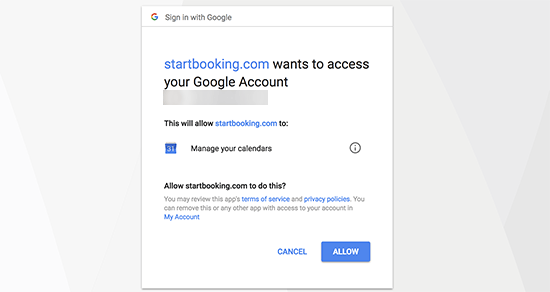 Give access to your Google Calendar Give access to your Google Calendar