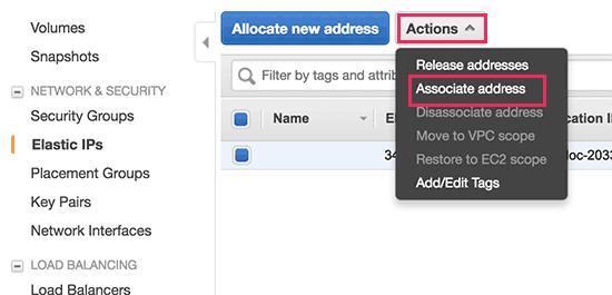 Allocate new elastic IP Allocate new elastic IP