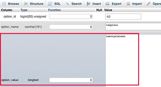 Editing rows in phpMyAdmin Editing rows in phpMyAdmin